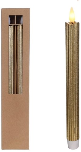 LEDkaars LED Pencil Candle 21mm 25cm Goud Set van 2 voor bloemschikken en decoratie