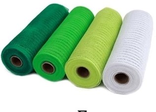 Decomesh Deco mesh Metalic voor kransen en inpakken SET van 4 Groentinten met wit Decomesh