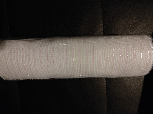 Deco Mesh Metallic Wit Iriserend Voor Kransen en Inpakken Decomesh 26 cm br 10 yard/9 m