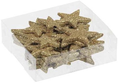 Glittersterren  24 glitterstars donkergoud Glitterkerststerren 35/45/55/65 mm