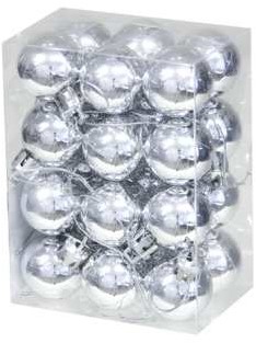 Kerstballen Zilver Glanzend – 3 cm – 24 Stuks – Kunststof en Onbreekbaar onbreekbaar