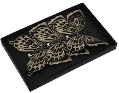 Zwarte Vlinders met clip – 12 cm – 3 stuks – Voor Bloemschikken, Bruiloft, Kerstboom, Corsage en Decoratie voor bloemschikken, bruiloft, kerstboom, corsage en decoratie