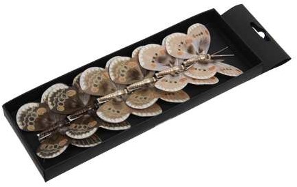 Crème en Bruine Vlinders met Clip – 8 cm – 6 stuks – Voor Bloemschikken, Bruiloft, Kerstboom, Corsage en Decoratie voor bloemschikken, bruiloft, kerstboom, corsage en decoratie