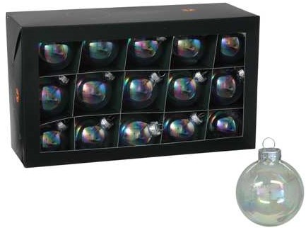 Kerstballen van Glas in Clear Pearl - 57 mm (Box van 30) – Bijzondere Decoratie voor Kerst Bijzondere Decoratie voor Kerst, ook leuk om te vullen