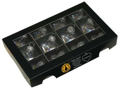 Hartvormige Kerstballen van Glas in Clear Pearl - 40 mm (Box van 12) – Bijzondere Decoratie voor Kerst Bijzondere Decoratie voor Kerst, ook leuk om te vullen