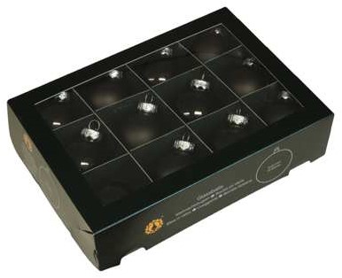 Glasballen Zwarte Kerstballen van Glas Black combi Cap - 57 mm Box van 12 mat en glans zwarte ballen om te hangen