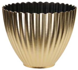 Bloempot met ribbels Goud 16*13cm Flowerpot kunststof