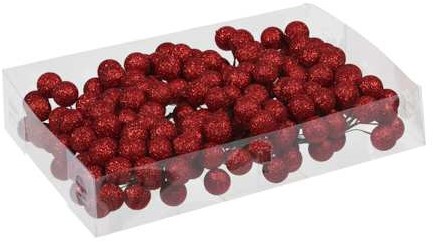 GlitterKerstballen 20 mm 18*10 doosje Rood Glitterkerstballetjes