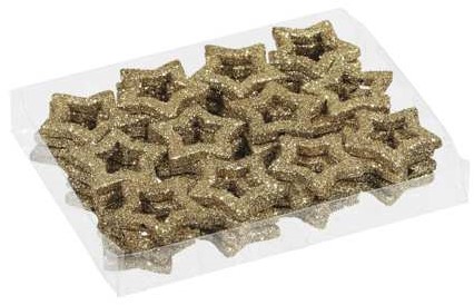 Glittersterren  Open sterren 48 glitterstars Goud Dark gold 3.5 cm Glitterkerststerren  