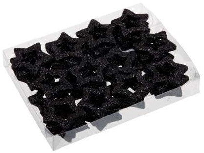 Glittersterren  Open sterren 48 glitterstars Black, Zwart 3.5 cm Glitterkerststerren  