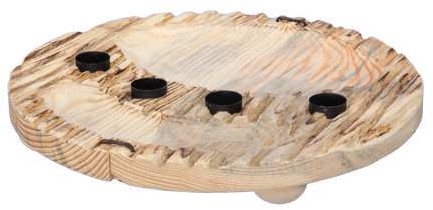 Houten borrelplank, ronde kandelaar voor 4 kaarsen, ronde schijf 30cm Wooden deco zeer decoratief