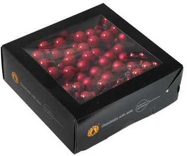 Balletjes op draad 2 cm. Kerstrood Christmasred mix doos 144 stuks rode Kerstballen 2 cm.