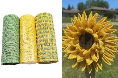 Decomesh Deco mesh Metalic voor kransen en inpakken SET van 3 Geel, oranje, groen OPen  Decomesh