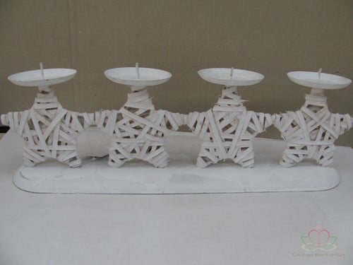 Adventkaarsenhouder 4 rotansterren, 45 cm. whitewash Kaarsenhouder