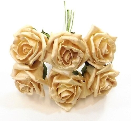 foam roos Princess Kleurvast Pearl GOUD 6 cm. BUNDEL 6 foamrozen