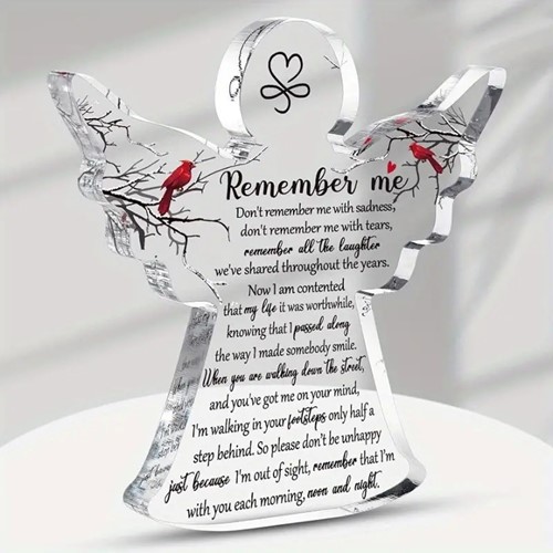Engel van Epoxy met vogels Remember me 10*1 cm Gift, geschenk, cadeau, herinnering