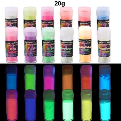Luminous poeder Glow in the Dark Pigment 20gr GREEN groen Poeder Kleurstof voor Epoxy Resin, Nagels, Decoratie, Makeup,Schilderen