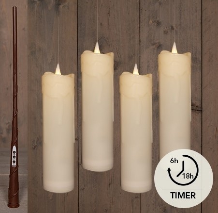 LED Kaarsen Anna's Collection – Bot Floating Candle Magic – Set van 4 – Met Timer LED MET TIMER INCLUSIEF TOVERSTOK, DRAAD EN HAKEN 4 STUKS 