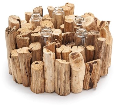 Peeled branch Flowerholder 25 cm  met reageerbuisjes