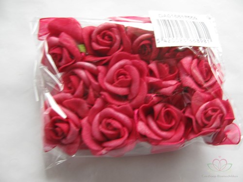 Mini foam roos 2 cm. Fuchsia zelfklevend / pak Kindercorsage