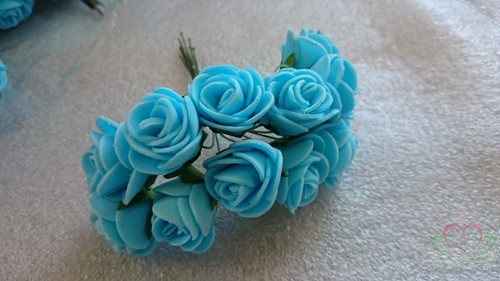 Mini foam roos 2, 5 cm. Blue Blauw +/- 144st zak Mini foam roos