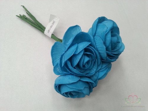 Camelia Ranonkel foambloem Blauw Neon DOOS 30st Ranonkel foambloemen