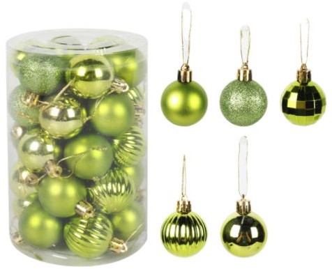Kerstballen kunststof 4 cm. Kerstbal FruitGroen box 34 st mooi assortiment onbreekbaar