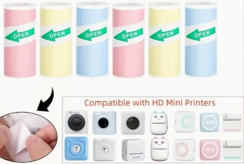 Thermische labels, Blanco Stickers Labels voor Thermal Labelprinters 57mm breed ROZE/rol om zelf foto, tekst, afbeeldingen op te printen