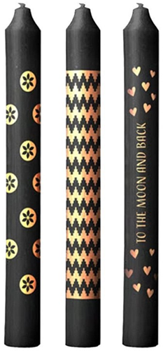 Pimped candles To the moon Ø2,2 h.20 cm black & gold 3 ass ook leuk in fles zonder  