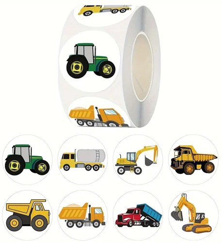 500 Stickers Labels Trekkers Tractor en Grondverzet beloning 2,5 cm rond   Sluitsticker