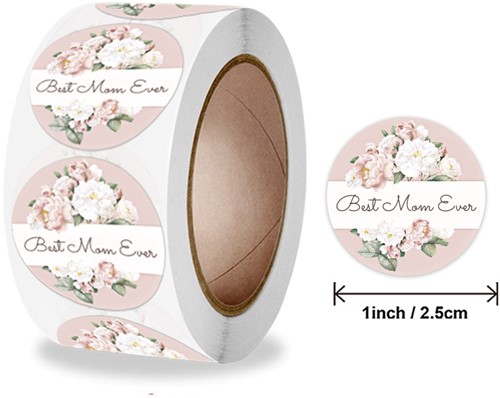  500 Stickers Labels Rol Best Mom Ever rol ronde etiketten  