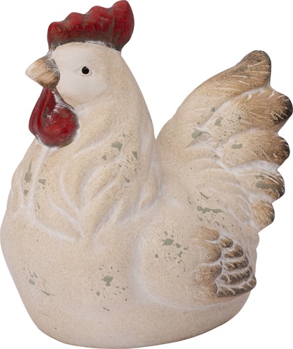 Haan Keramiek Crème - 9,6 x 7,2 x 8,5 cm - Decoratief Beeld Haan keramiek