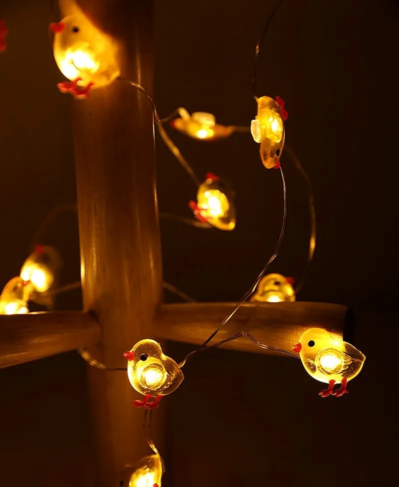 Ledlampjes met KUIKENTJES 20 lampjes 2meter Led lampjes excl batterijen Decoflorall