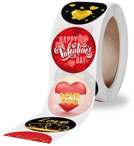 500 Stickers Labels Rol Love & Valentine rol sluit etiketten