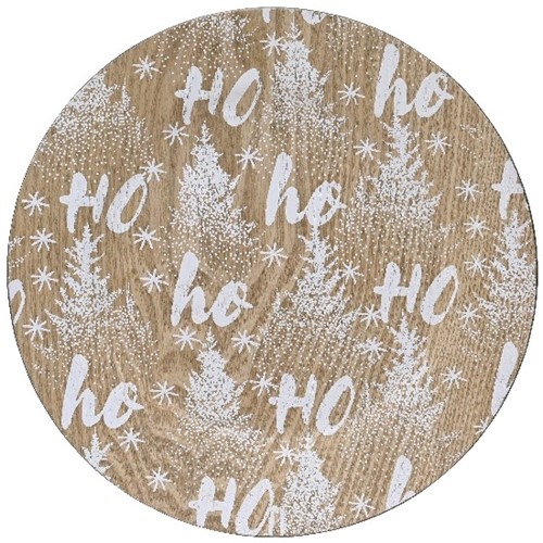 Onderbord Houtlook met Wit Winter HO HO HO – 33 cm Rond – Decoratief Tafelaccessoire Onderbord – 33 cm Rond – Decoratief Tafelaccessoire