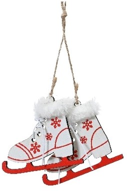 Hanger Houten Schaatsen – Wit – 8 cm – Houten Figuurtjes voor Bloemschikken en Kerstboom Houten figuurtjes voor bloemschikken en kerstboom