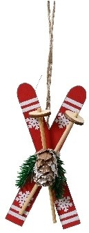 Hanger Houten Ski’s – Rood met Wit – 8 cm – Houten Figuurtjes voor Bloemschikken en Kerstboom Houten figuurtjes voor bloemschikken en kerstboom
