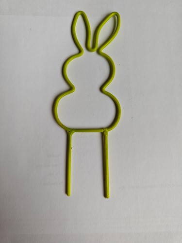Metalen frame Haas haasje staand oor op steker 10 cm Lime green Limegroen OP=OP Steker Metal Rabbit pick eenmalig artikel