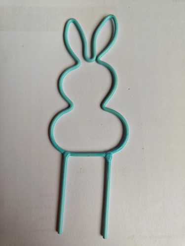 Metalen frame Haas haasje staand oor op steker 15 cm Turquoise Op=OP Steker Metal Rabbit pick eenmalig