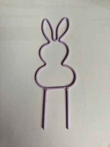 Metalen frame Haas haasje staand oor op steker 10 cm Roze OP=OP Steker Metal Rabbit pick eenmalig artikel