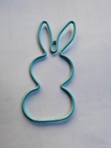 Metalen frame Haas haasje staand oor hanger 15 cm Turquoise OP=OP Hang Metal Rabbit eenmalig artikel