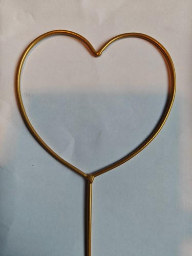 Metalen hart bijsteker pick diameter 10cm Goud Metalenframe Metal heart  eenmalig op=op