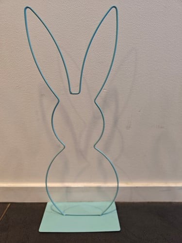 Metalen frame Haas staand oor op voet 29 cm Turquoise OP=OP standaard Metal Rabbit eenmalig artikel