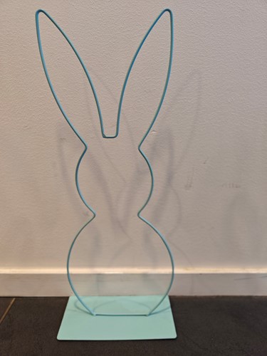 Metalen frame Haas staand oor op voet 50 cm Turquoise OP=OP standaard Metal Rabbit eenmalig artikel