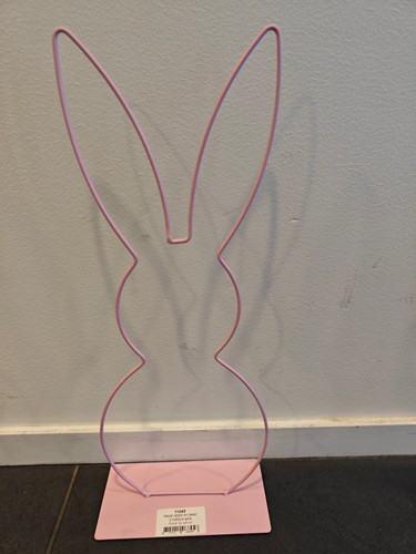 Metalen frame Haas staand oor op voet 50 cm Roze OP=OP standaard Metal Rabbit eenmalig artikel