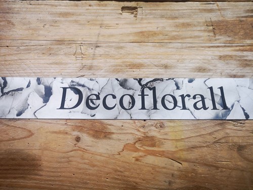 Bedrukt lint Greenleaf 70mm 80 cm Zwart opdruk Populus Alba Dubbelsatijn, dubbel leaf