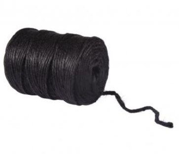 Jute dik 6 dr 6 mm GROTE KLOS +/- 120 m rol ZWART macrame koord 