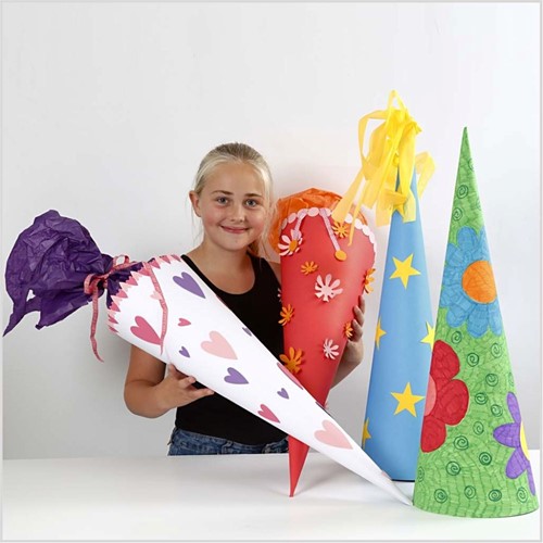 Kegels, karton 68*20 cm set van 5