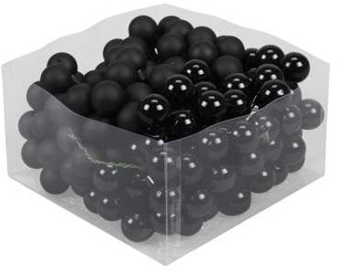 Balletjes op draad 2, 5 cm. Zwart Black Shiny doos 144 stuks Kerstballen 2, 5 cm.