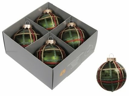 Kerstbal tartan groen 75 mm – kunststof – schotse ruit Supermooi! Bijzondere Decoratie voor Kerst 